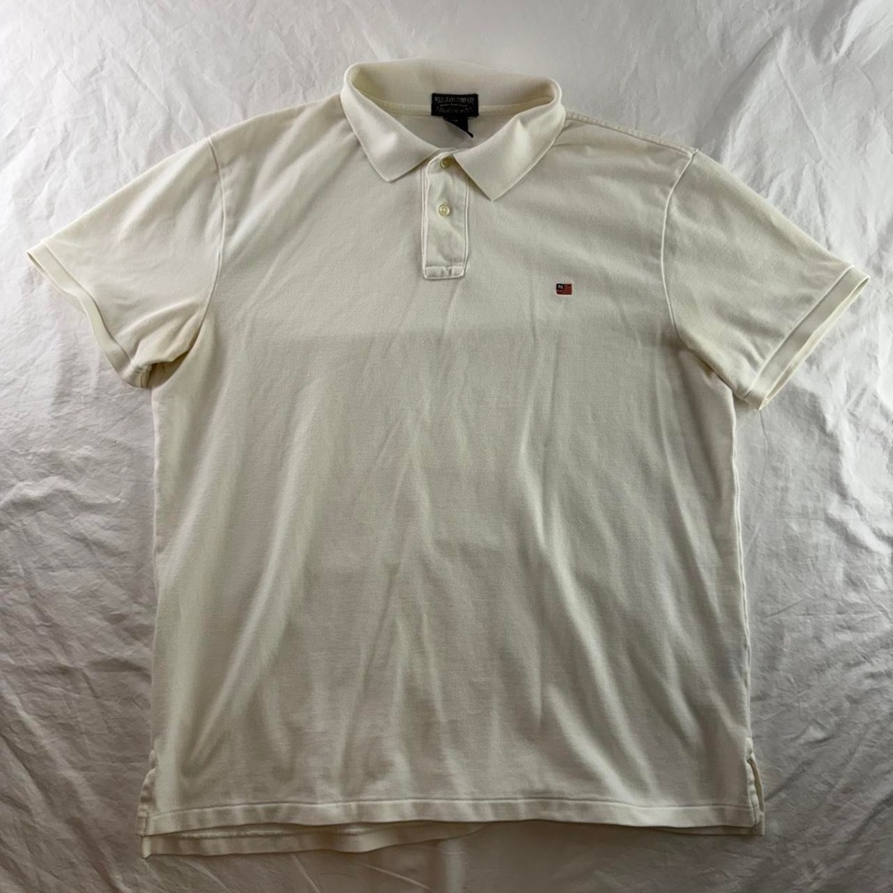 Polo Ralph Lauren White American Flag Logo Polo Shirt Mens XL Preppy Old Money